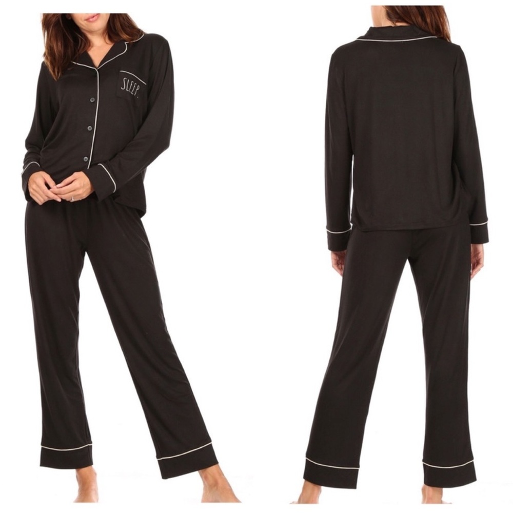 RAE DUNN SLEEP Women’s Black Pajama Set Size Large NWT